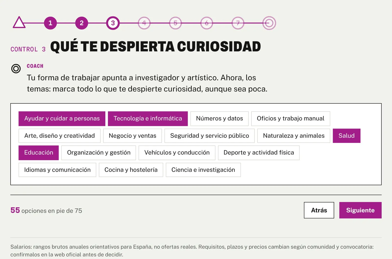 La app: temas que te despiertan curiosidad.